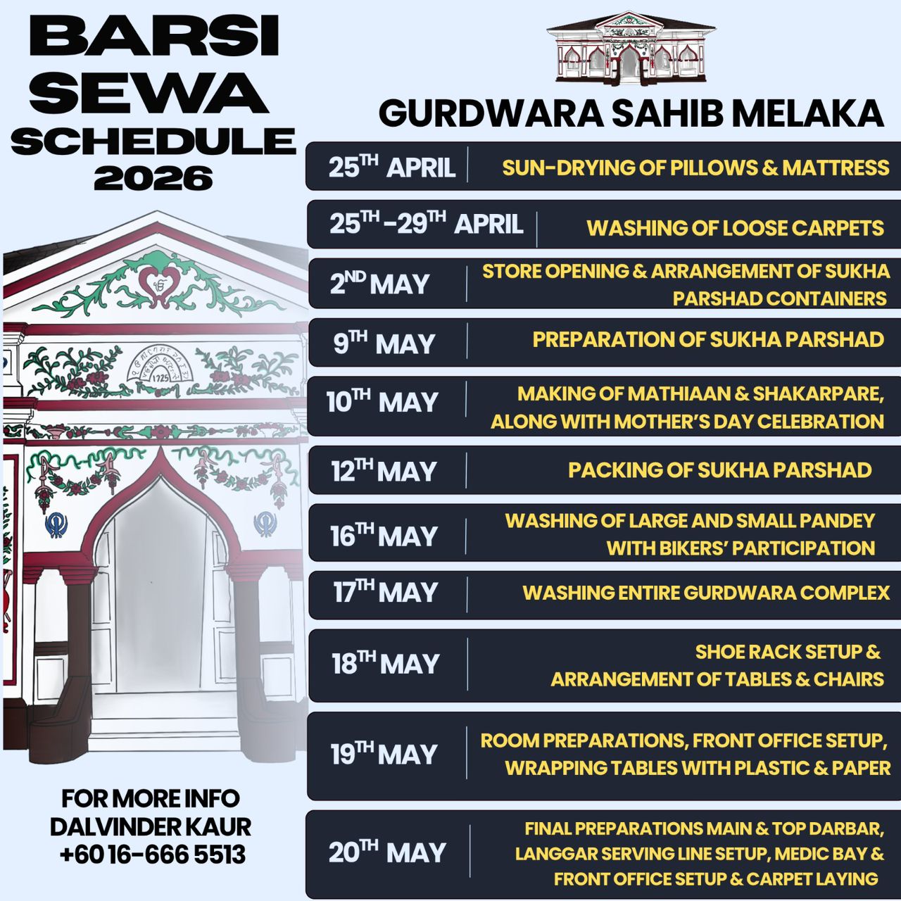Barsi Sewa Schedules